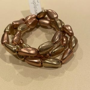 Dress Barn Pink and Gold Beaded Stretch Bracelet (Set of 3) NWOT